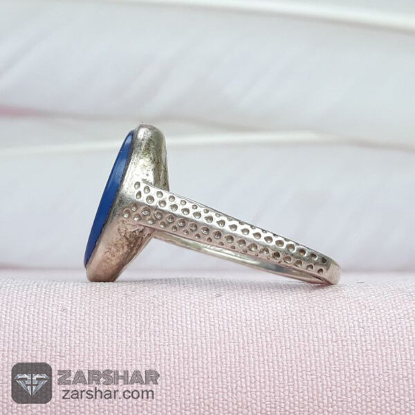 عکس انگشتر زنانه عقیق آبی عین علی و چهارده معصوم