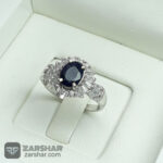 عکس انگشتر زنانه یاقوت کبود روکش اب رادیوم