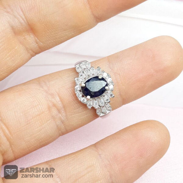 عکس انگشتر زنانه یاقوت کبود روکش اب رادیوم