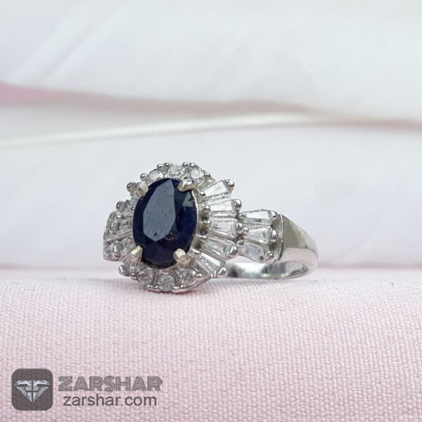 انگشتر زنانه یاقوت کبود روکش اب رادیوم عکس انگشتر زنانه یاقوت کبود روکش اب رادیوم