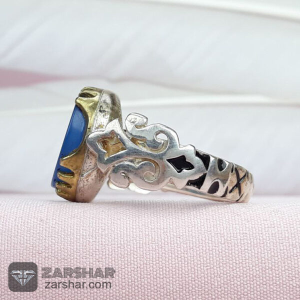 انگشتر عقیق آبی هفت شرف و آیت الکرسی عکس انگشتر عقیق آبی هفت شرف و آیت الکرسی