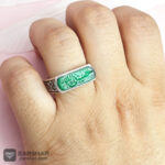 عکس انگشتر عقیق سبز حسبی الله تراش کپسولی