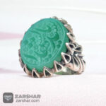 عکس انگشتر عقیق سبز خطی یا سید الشهدا