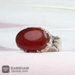 عکس انگشتر عقیق سرخ یمنی افقی طرح آذری