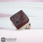 عکس انگشتر عقیق کبدی خطی طرح نقطه