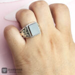 عکس انگشتر عقیق یمنی مشکی چهارگوش