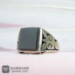 عکس انگشتر عقیق یمنی مشکی چهارگوش