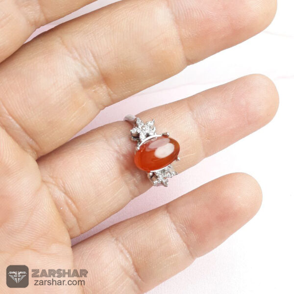 انگشتر عقیق یمنی پرتقالی زنانه عکس انگشتر عقیق یمنی پرتقالی زنانه