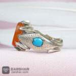 عکس انگشتر عقیق یمنی پرتقالی هفت شرف مخراج فیروزه نیشابوری