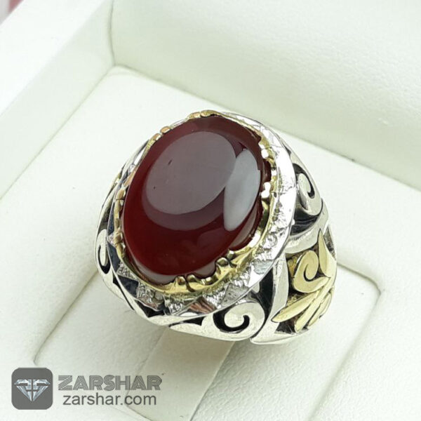 انگشتر عقیق یمنی کبدی دست ساز عکس انگشتر عقیق یمنی کبدی دست ساز