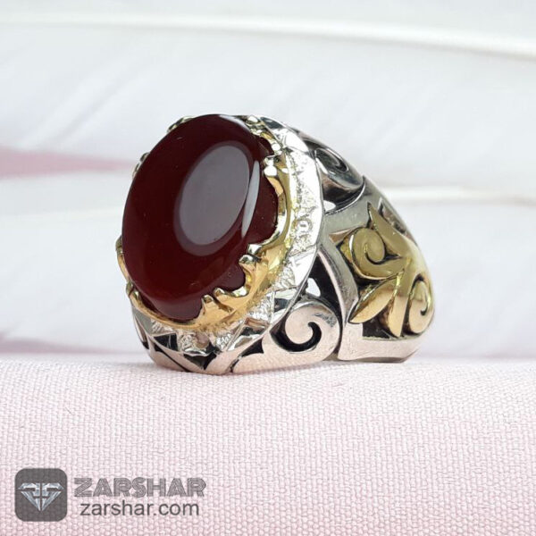 انگشتر عقیق یمنی کبدی دست ساز عکس انگشتر عقیق یمنی کبدی دست ساز