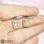 عکس نیم ست نقره سیترین چهارگوش زنانه