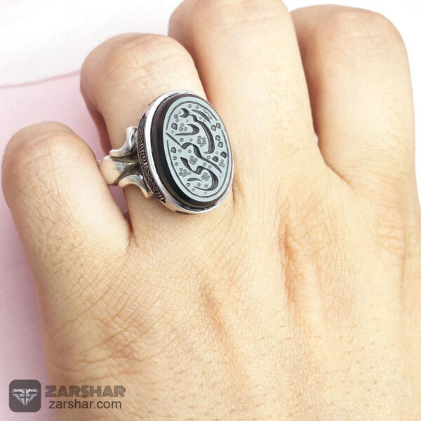 عکس انگشتر عقیق یمنی مشکی یا زینب کبری