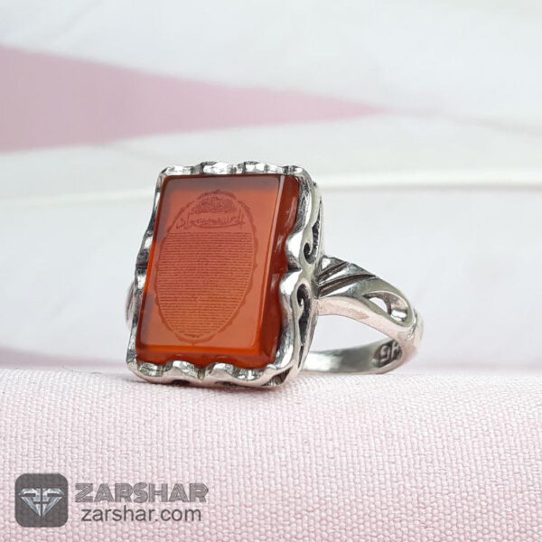 انگشتر عقیق سرخ زنانه خطی عکس انگشتر عقیق سرخ زنانه خطی