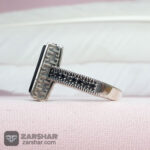 عکس انگشتر عقیق مشکی اسپرت چهارگوش