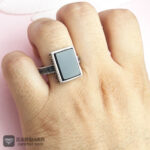 عکس انگشتر عقیق مشکی اسپرت چهارگوش