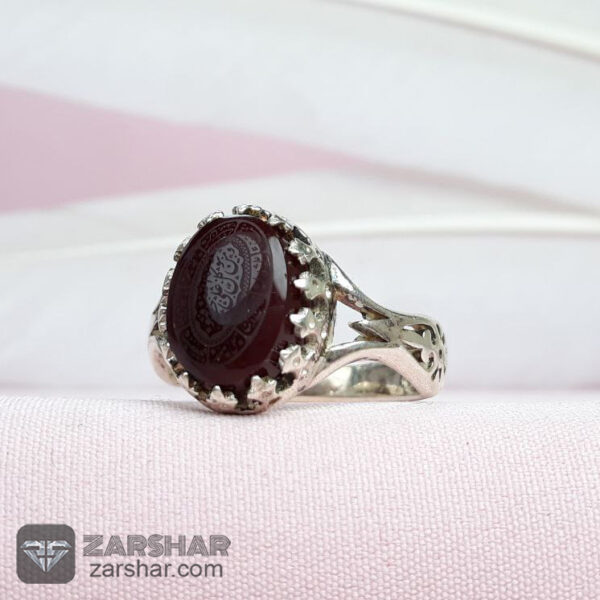 انگشتر عقیق یمنی زنانه خطی عکس انگشتر عقیق یمنی زنانه خطی