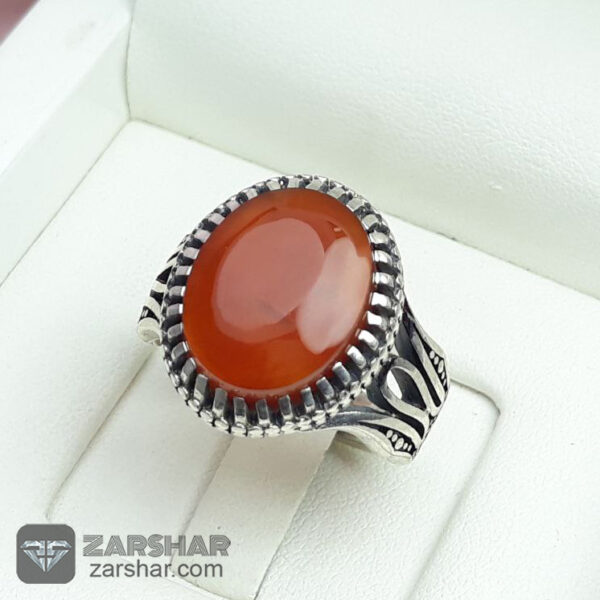 انگشتر عقیق یمنی سرخ طرح لاله عکس انگشتر عقیق یمنی سرخ طرح لاله