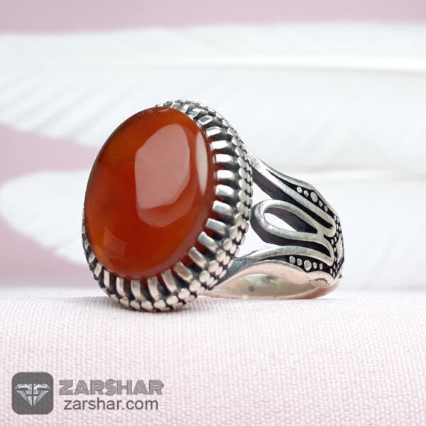 انگشتر عقیق یمنی سرخ طرح لاله عکس انگشتر عقیق یمنی سرخ طرح لاله
