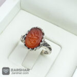عکس انگشتر عقیق سرخ زنانه خط یا فاطمه