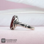 عکس انگشتر عقیق سرخ زنانه خط یا فاطمه
