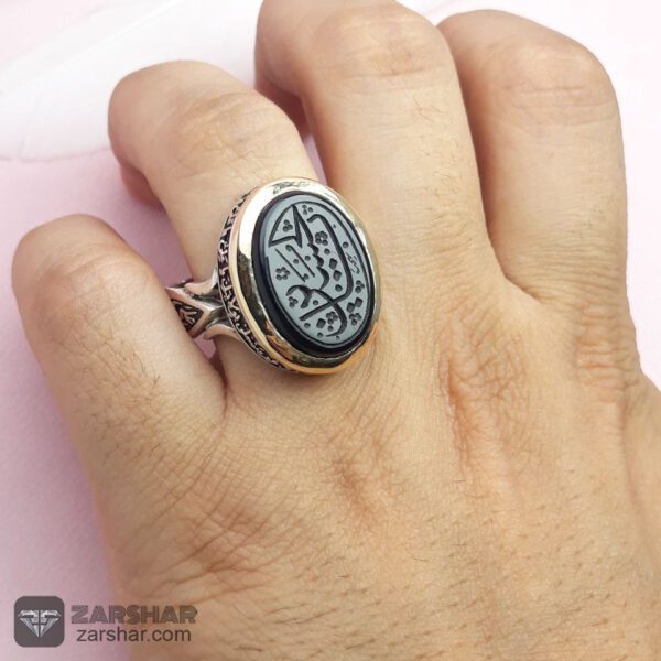 عکس انگشتر عقیق مشکی یا حسین