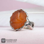 عکس انگشتر عقیق پرتقالی خطی