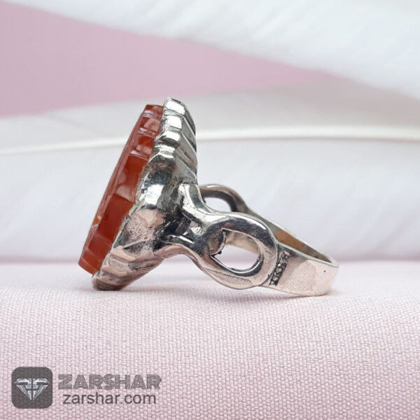 انگشتر عقیق پرتقالی خطی عکس انگشتر عقیق پرتقالی خطی