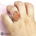 عکس انگشتر عقیق پرتقالی خطی