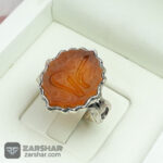 عکس انگشتر عقیق پرتقالی خطی