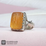 عکس انگشتر عقیق یمنی پرتقالی خط یا علی