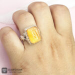 عکس انگشتر عقیق یمنی پرتقالی خط یا علی