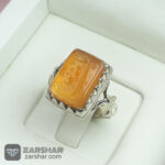 عکس انگشتر عقیق یمنی پرتقالی خط یا علی