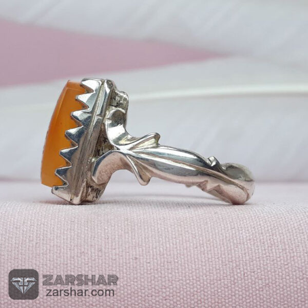 عکس انگشتر عقیق یمنی پرتقالی خط یا علی