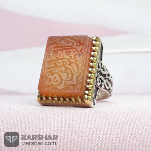 انگشتر عقیق یمنی پرتقالی یا امیرالمومنین عکس انگشتر عقیق یمنی پرتقالی یا امیرالمومنین