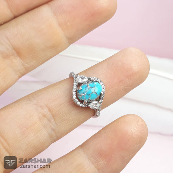 عکس انگشتر فیروزه نیشابوری زنانه