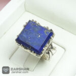 عکس انگشتر لاجورد چهارگوش طرح آذری
