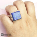 عکس انگشتر لاجورد چهارگوش طرح آذری