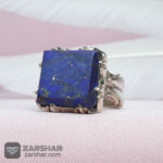 عکس انگشتر لاجورد چهارگوش طرح آذری