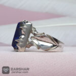 عکس انگشتر لاجورد چهارگوش طرح آذری