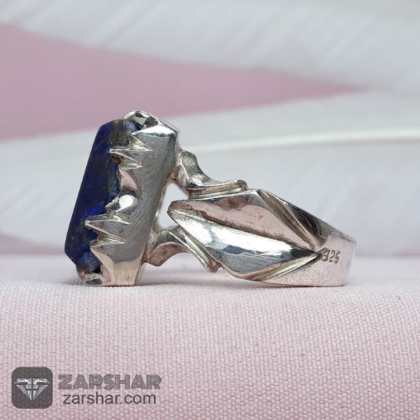 عکس انگشتر لاجورد چهارگوش طرح آذری