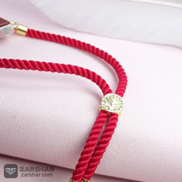عکس دستبند بافت عقیق سرخ زنانه خطی