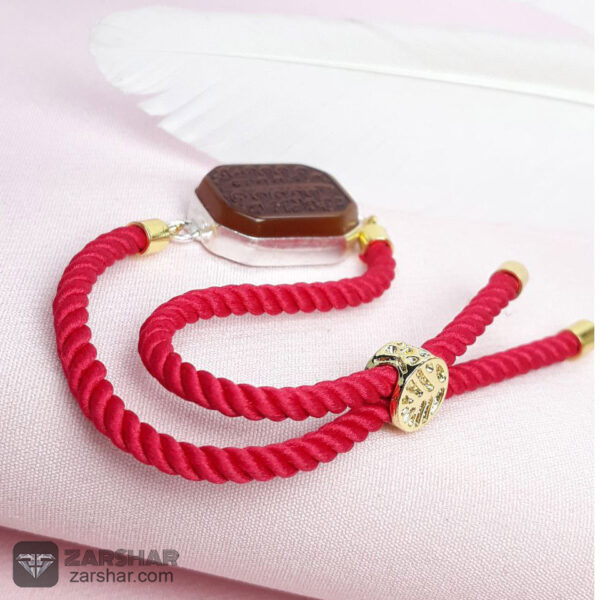 عکس دستبند عقیق قرمز  زنانه فانتزی خطی