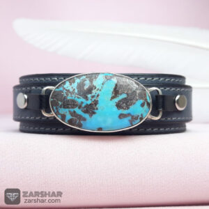 عکس دستبند چرمی فیروزه نیشابوری