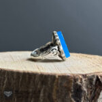 عکس انگشتر طرح شمسه عقیق آبی یا علی مدد