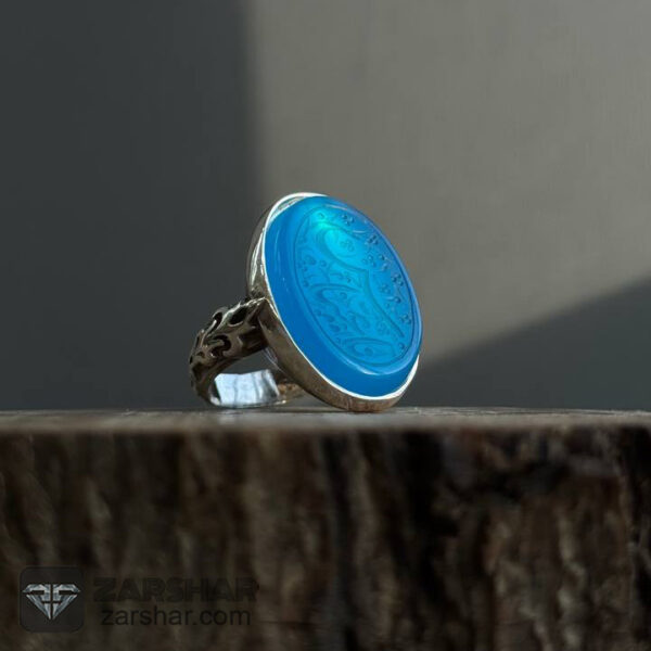 انگشتر عقیق آبی یا عباس عکس انگشتر عقیق آبی یا عباس