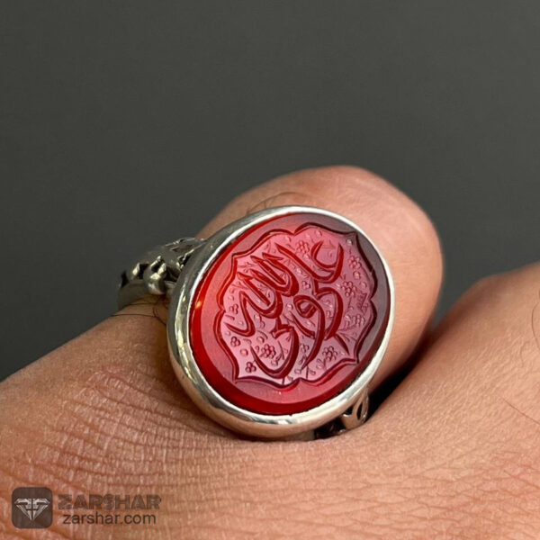 انگشتر عقیق سرخ خراسانی دو رنگ عکس انگشتر عقیق سرخ خراسانی دو رنگ