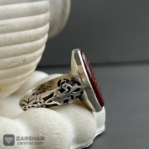 انگشتر عقیق سرخ خراسانی دو رنگ عکس انگشتر عقیق سرخ خراسانی دو رنگ