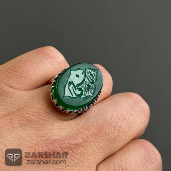 عکس انگشتر عقیق سبز امام حسنی ام