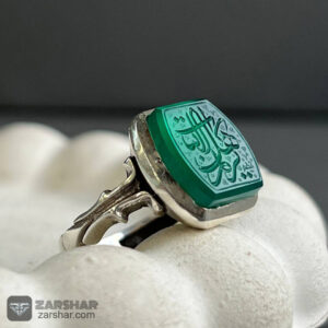 انگشتر عقیق سبز خراسانی خطی 6981 jpg